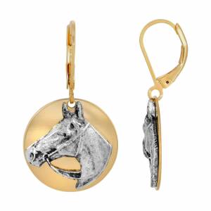 1928 Jewelry Gold Tone Silver Horse Head Earrings