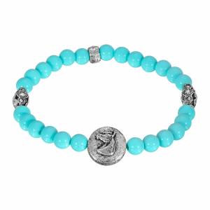 1928 Jewelry Turquoise Color Beaded Horse Stretch Bracelet