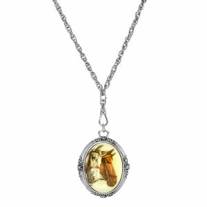 1928 Jewelry Oval Horse Head Stone Necklace