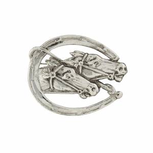 1928 Jewelry Horseshoe and Horses Pin