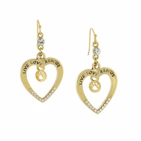 1928 Jewelry Open Heart Crystal Live Love Rescue Drop Earrings