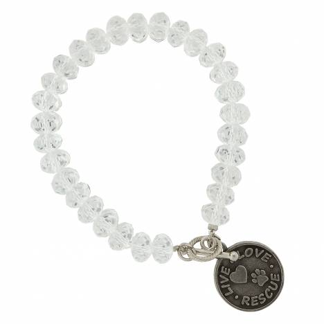 1928 Jewelry Glass Beads Live Love Rescue Toggle Pendant Bracelet
