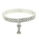 1928 Jewelry Crystal Two Row Stretch With Dog Bone Charm Bracelet