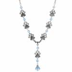 1928 Jewelry Paw Prints And Light Sapphire Glass Bead Y Necklace