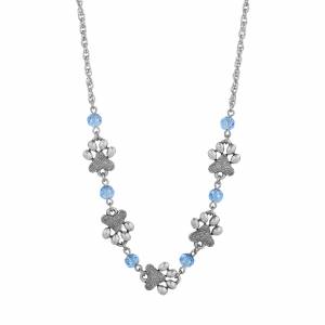 1928 Jewelry Light Blue Sapphire Bead Paw Necklace