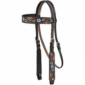 Silver Royal Aztec and Flower Browband Headstall