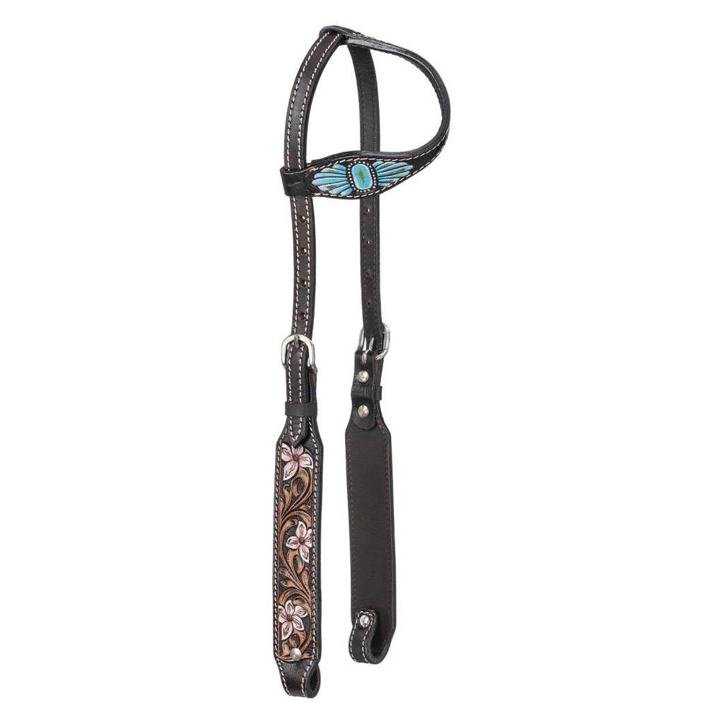 Silver Royal Faux Turquoise Stone and Flowers Ear Headstall