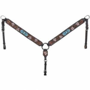 Silver Royal Faux Turquoise Stone and Flowers Breast Collar