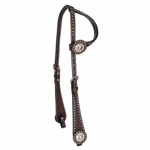 MEMORIAL DAY BOGO: TABELO One Ear Headstall with Tooling & SS Spots - YOUR PRICE FOR 2