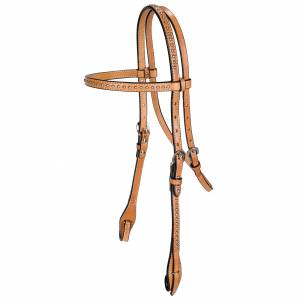 TABELO Browband Headstall with SS Spots - Light Oil - Horse