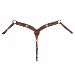 MEMORIAL DAY BOGO: TABELO Breast Collar with Carving, Hair On Cross Inlay & Sun Spots - YOUR PRICE FOR 2