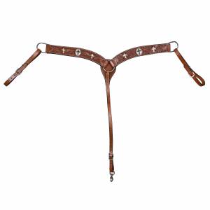 MEMORIAL DAY BOGO: TABELO Breast Collar with Tooling, Hair On Cross Inlay - YOUR PRICE FOR 2