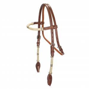 TABELO Browband Headstall with Rawhide Trim