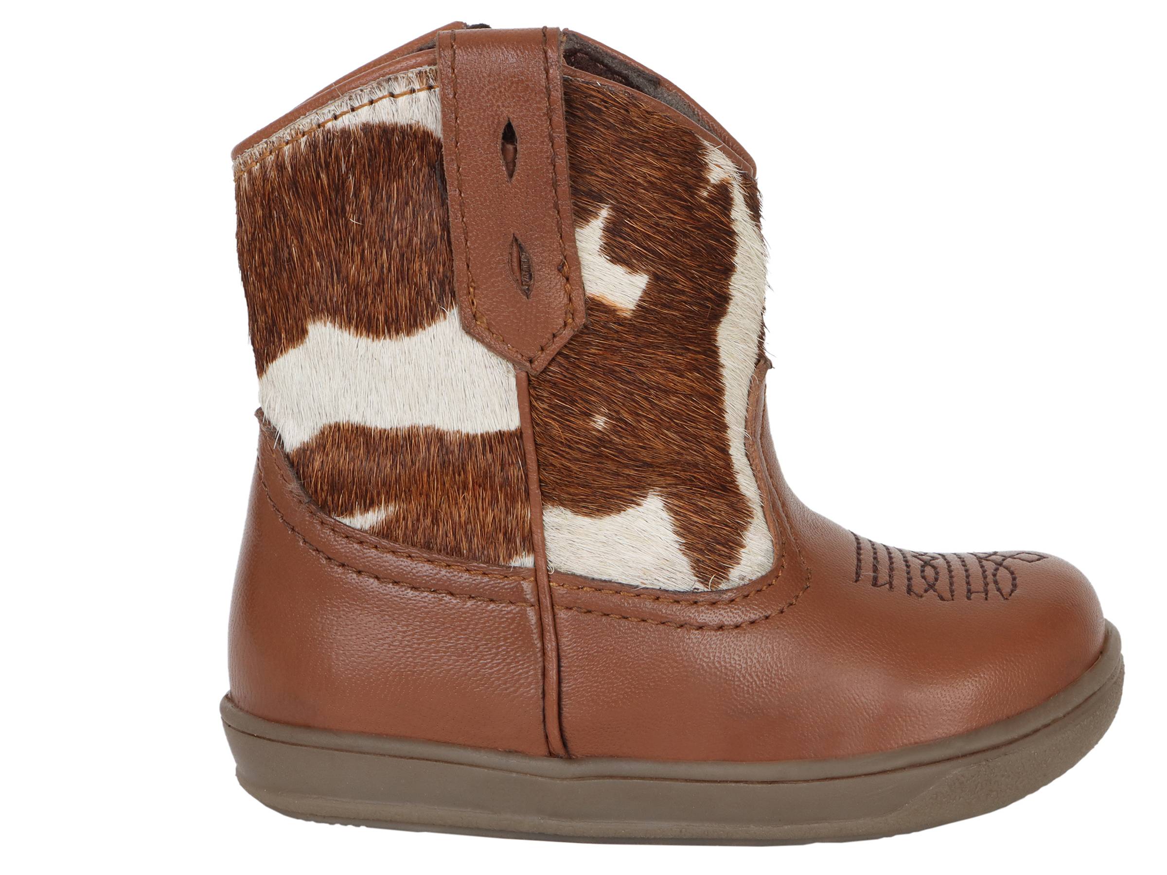 Roper Infant Cowbabies Brown Leather Vamp with Cow Hair Shaft Boots