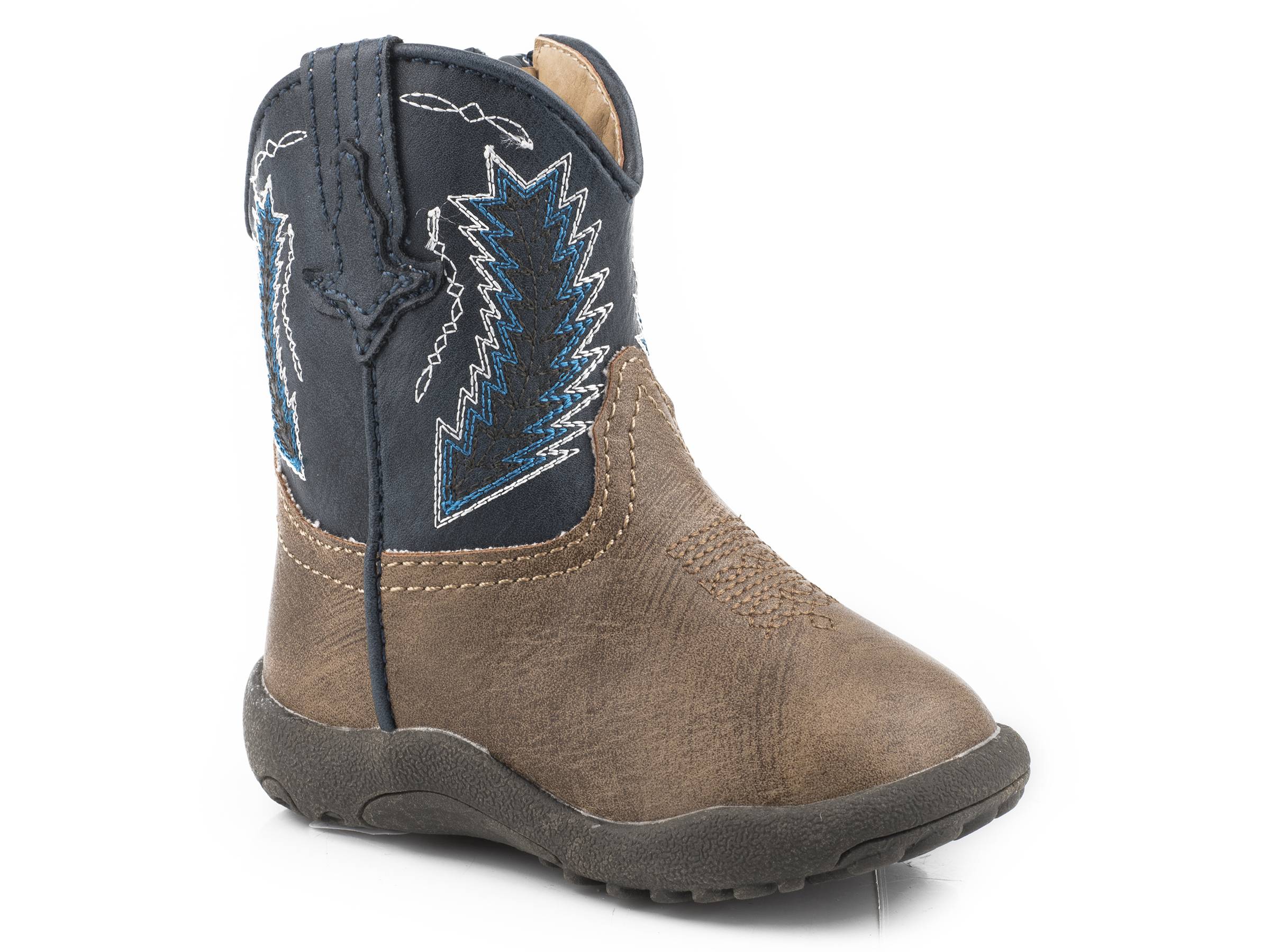 Roper Cowbabies Arrow Brown Vamp With Navy Shaft Boots