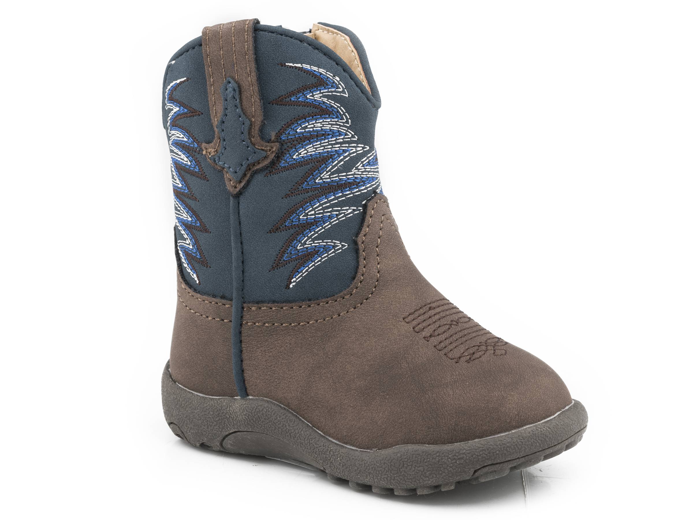 Roper Cowbabies Brown Vamp With Navy Shaft Boots
