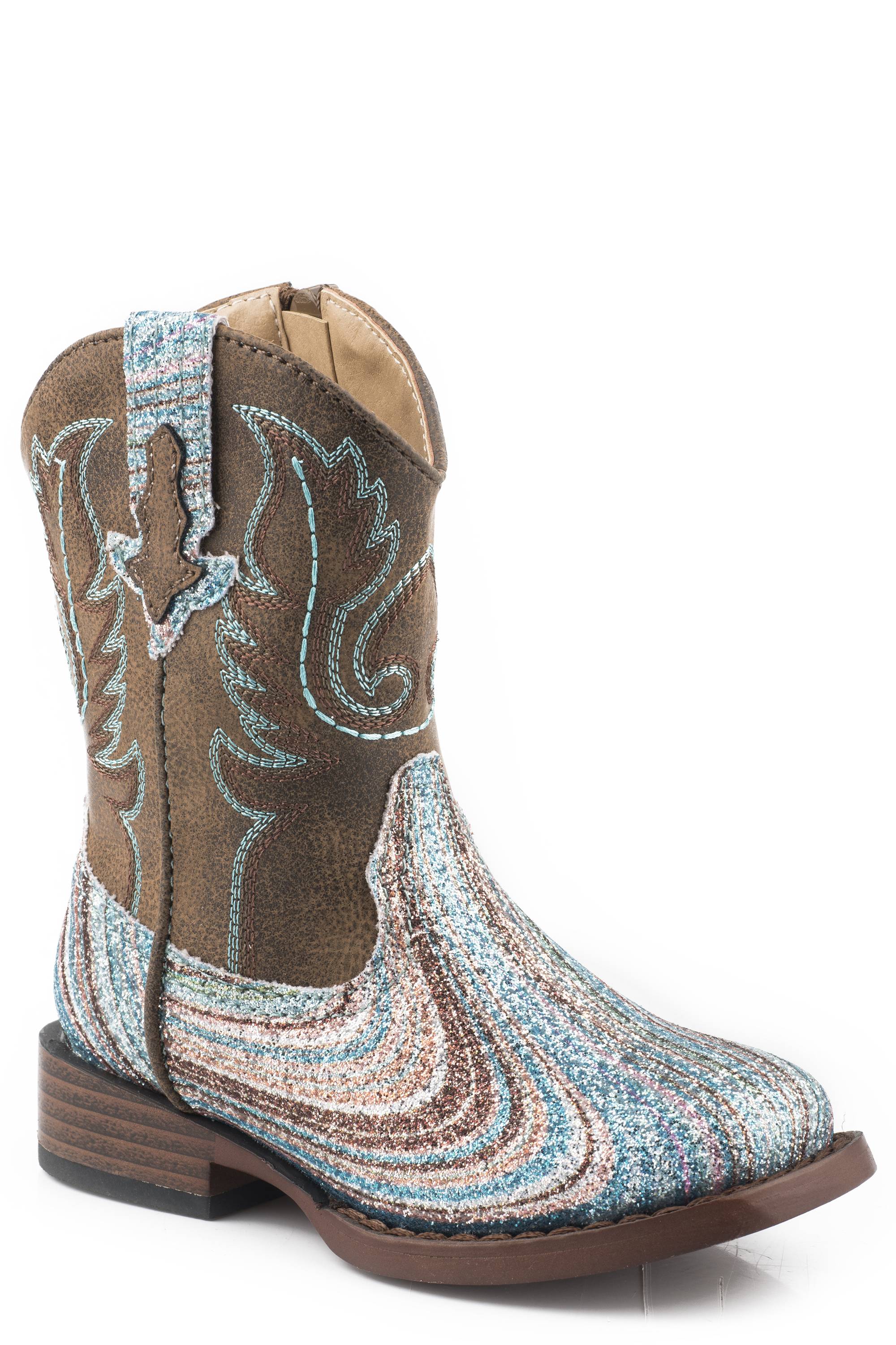 Roper Toddler Brown Shaft With Swirly Glitter Vamp Boots