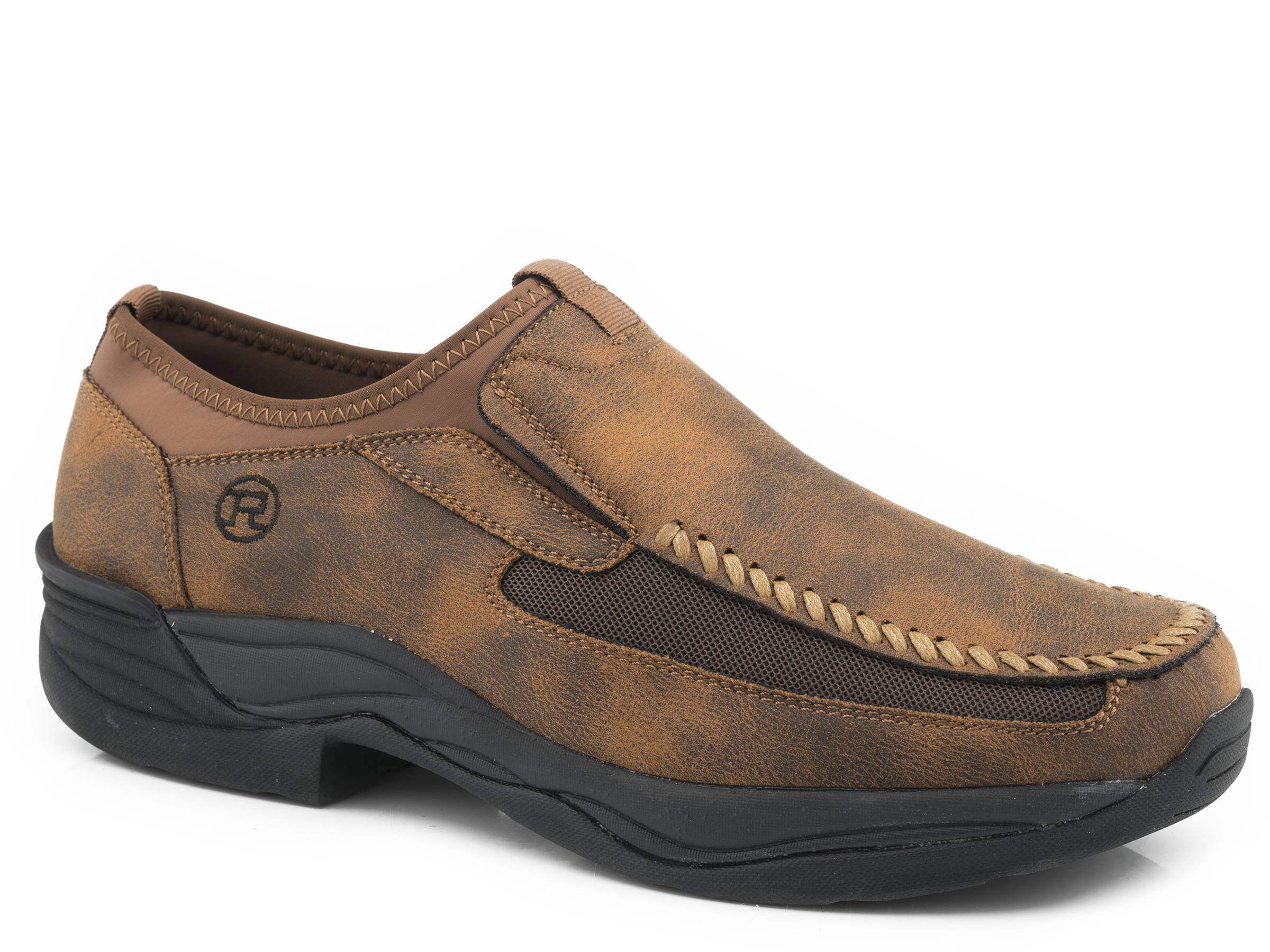 Roper Mens Tan Faux Leather Upper Slip On Shoes