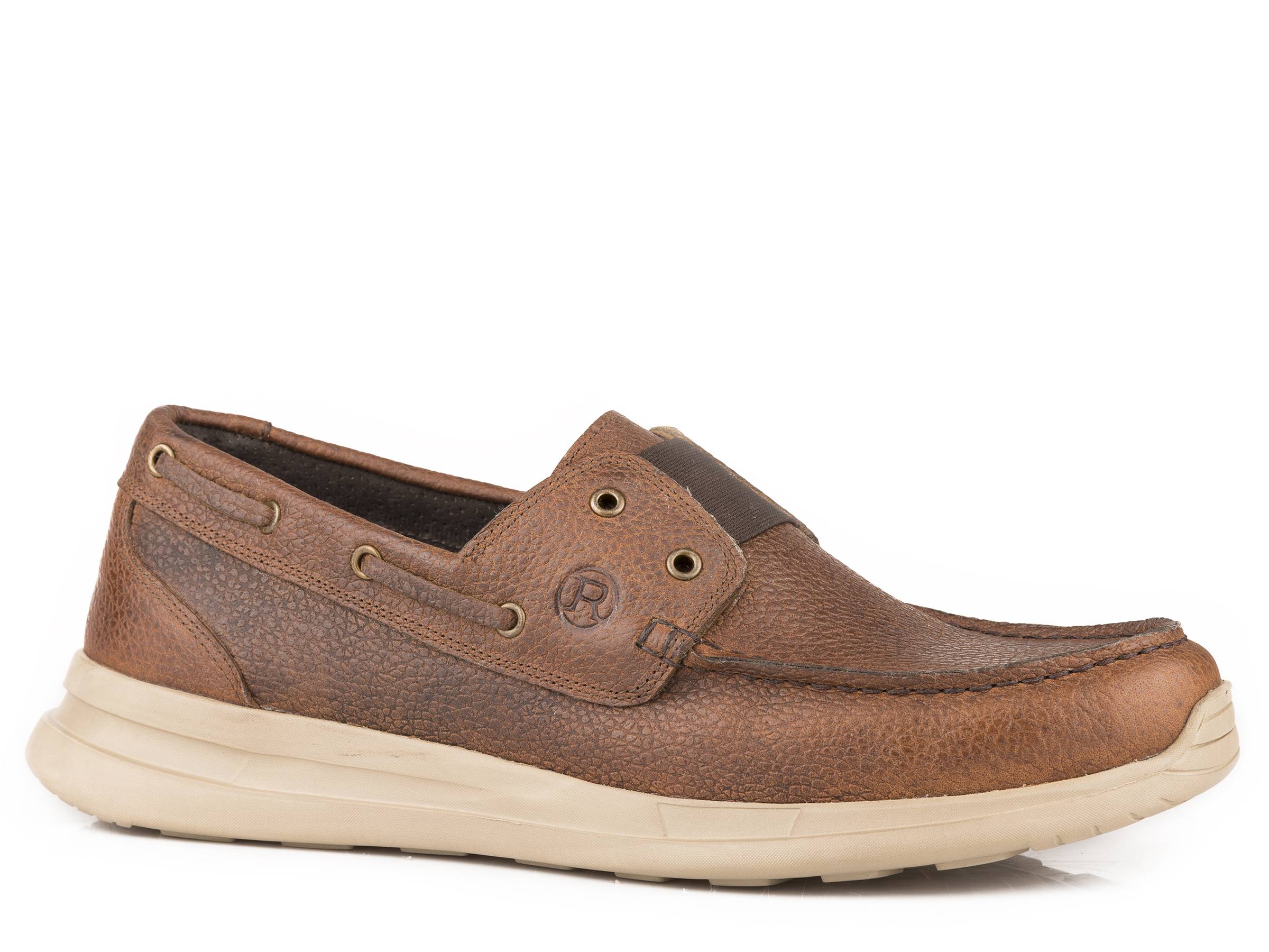 Roper Mens Brown Oiled Leather Slip-On Shoes