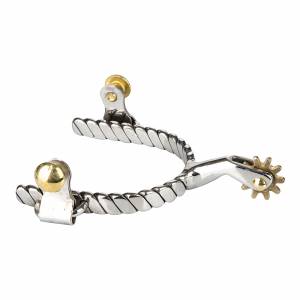 TABELO Twisted Band Roping Spurs - Stainless Steel - Youth
