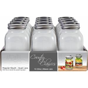 Country Classics Regular Mouth Glass Canning Jars - 12 Pack