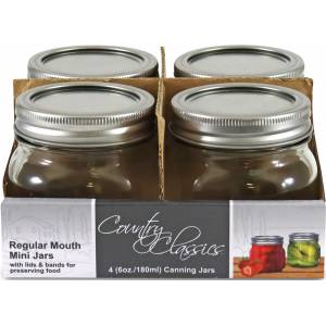 Country Classics Wide Mouth Glass Canning Jars - 4 Pack