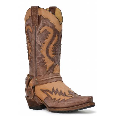 Stetson Mens Outlaw Bad Guy Harness Lug Sole Boots