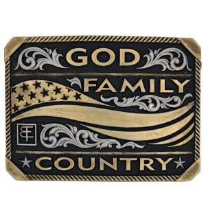 Montana Silversmiths God Family Country Squared Warrior Collection Attitude Buckle