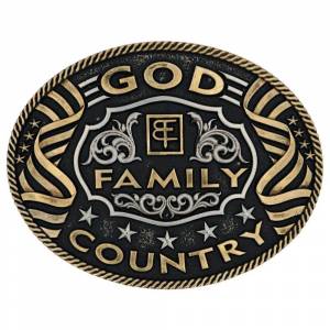 Montana Silversmiths God Family Country Oval Warrior Collection Attitude Buckle