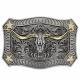 Montana Silversmiths Longhorn Crest Filigree Attitude Belt Buckle