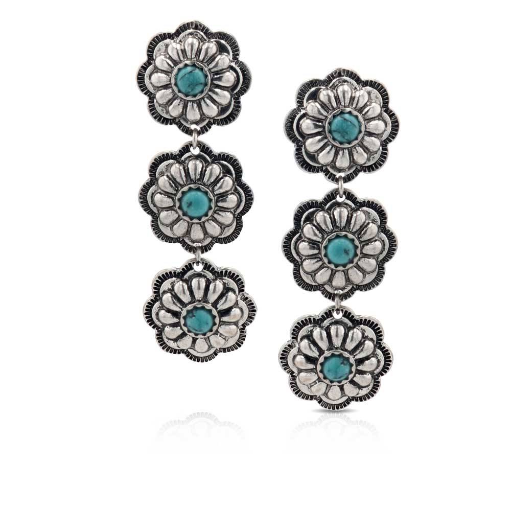Montana Silversmiths Triple Bloom Conchos Turquoise Attitude Earrings