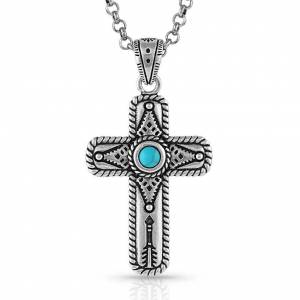 Montana Silversmiths Faith on Point Turquoise Cross Necklace
