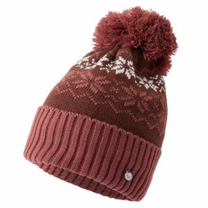 Horze Emily Snowflake Knitted Hat - Rum Raisin Brown/Marsala Red - One Size