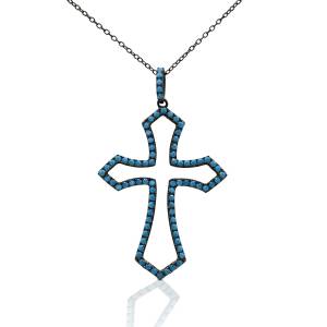 Kelly Herd Blue Turquoise Cross Pendant Necklace