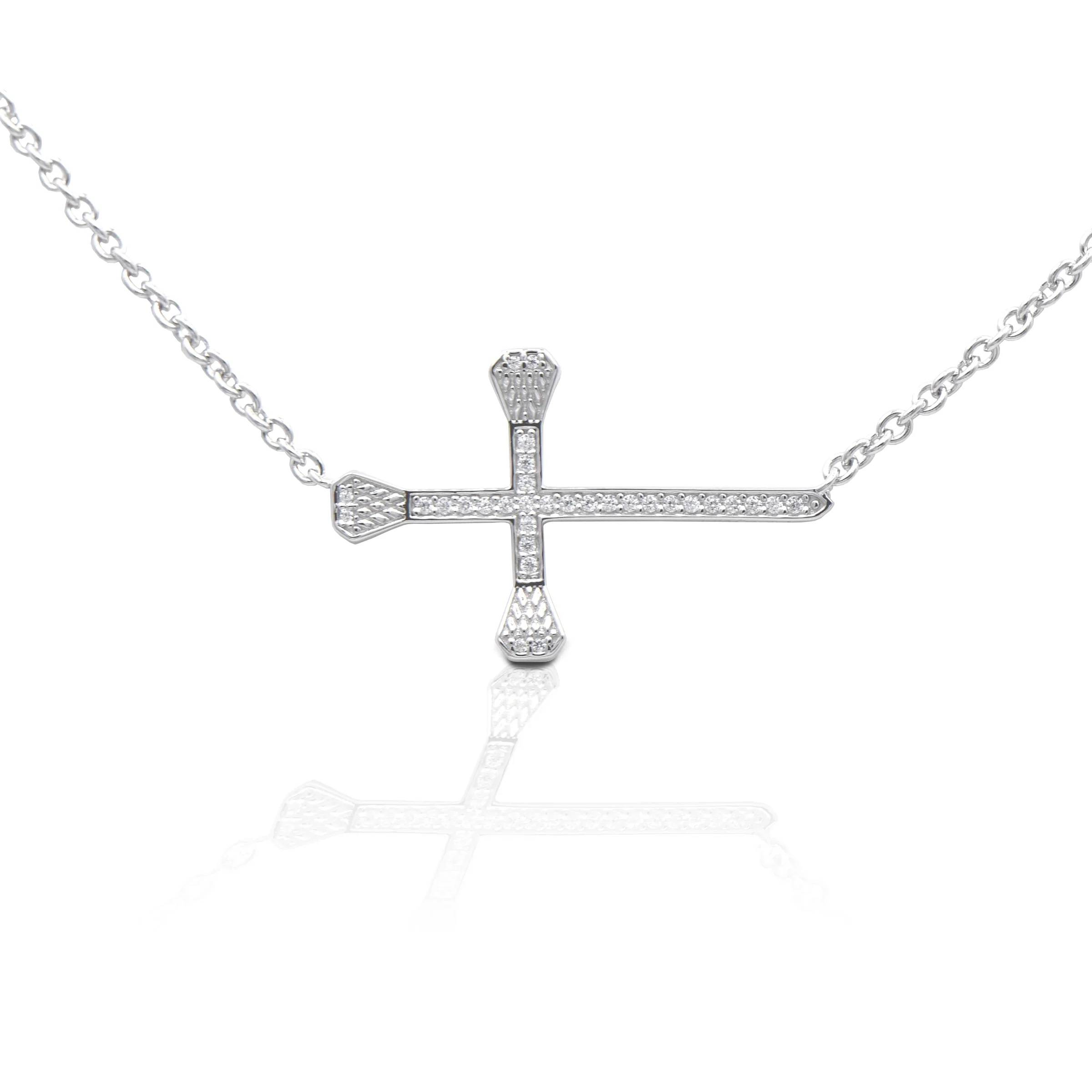 Kelly Herd Horizontal Pav Horseshoe Nail Cross Necklace