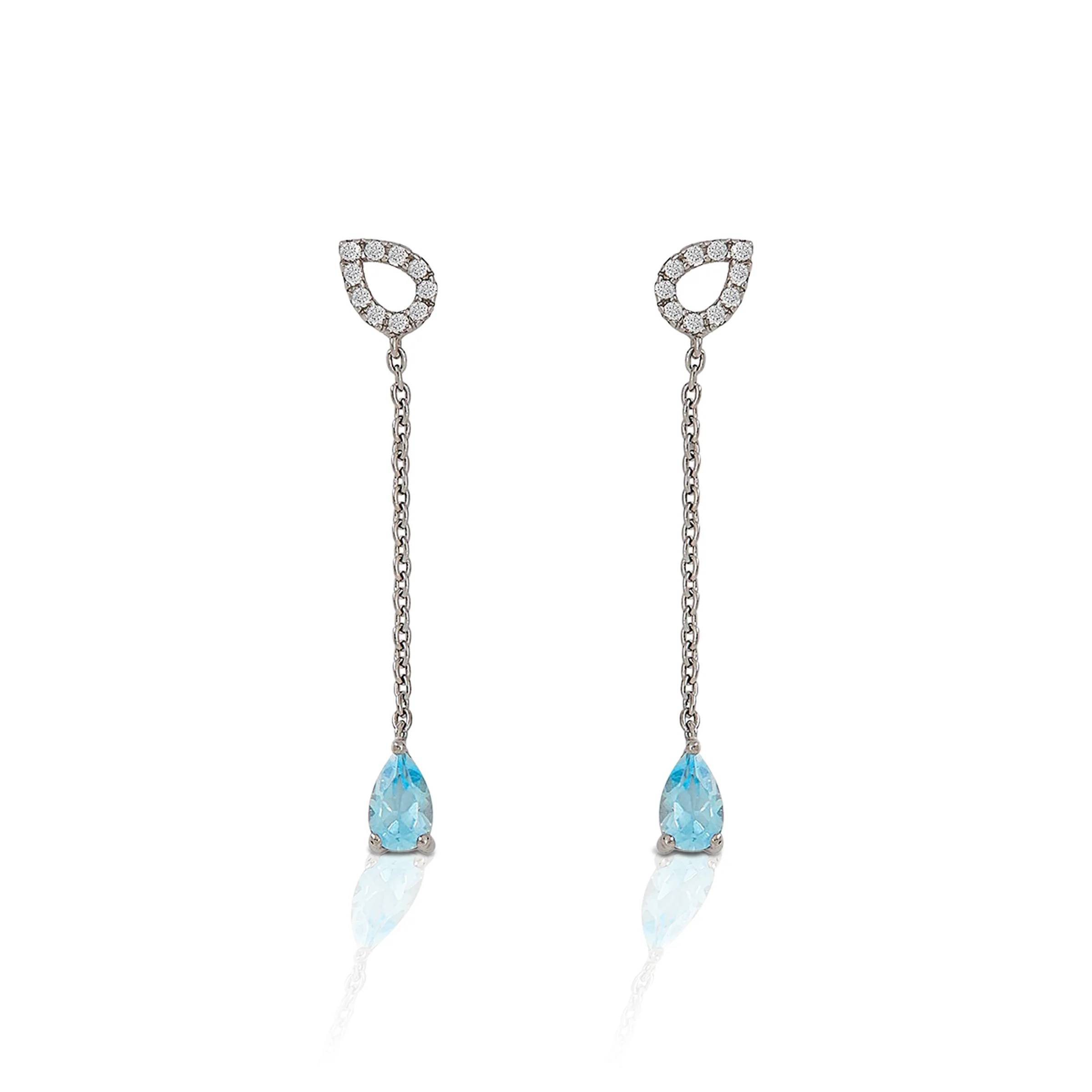 Kelly Herd Blue Topaz Fixed Lariat Earrings