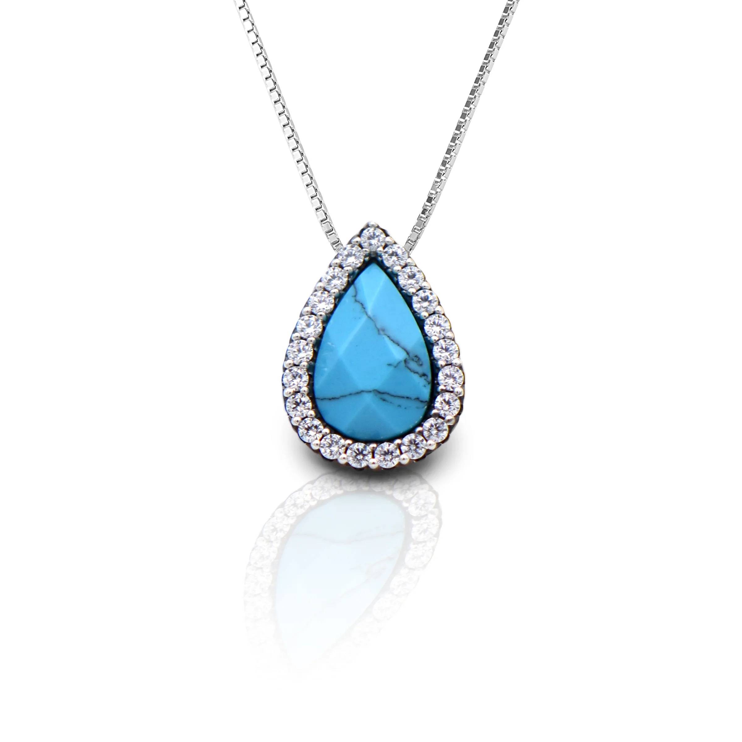 Kelly Herd Turquoise Teardrop Pendant Necklace