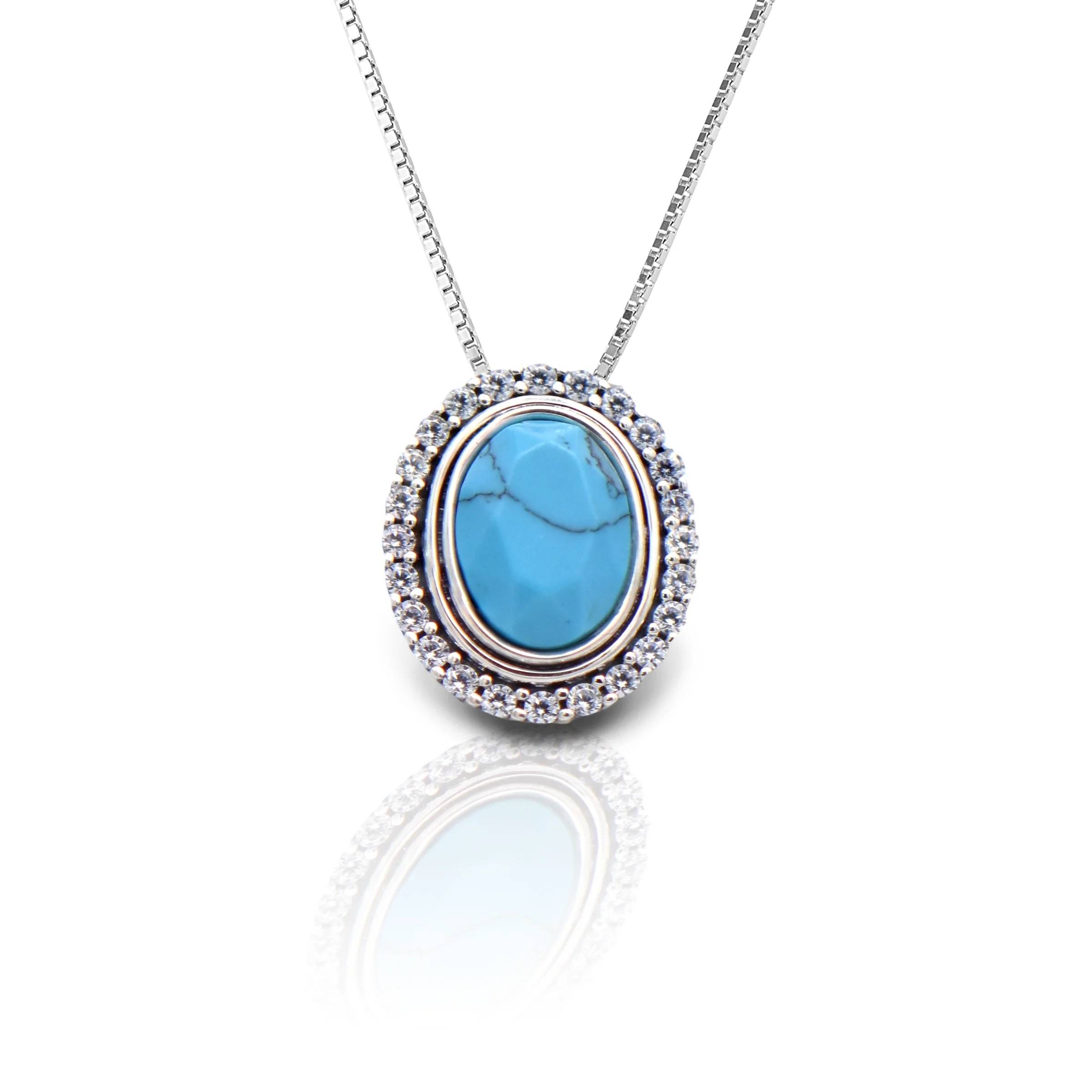 Kelly Herd Oval Turquoise Pendant Necklace