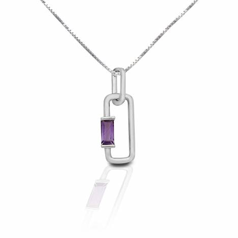 Kelly Herd Amethyst Baguette Paper Clip Pendant