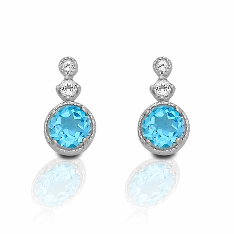 Kelly Herd Blue Topaz Three Stone Earrings