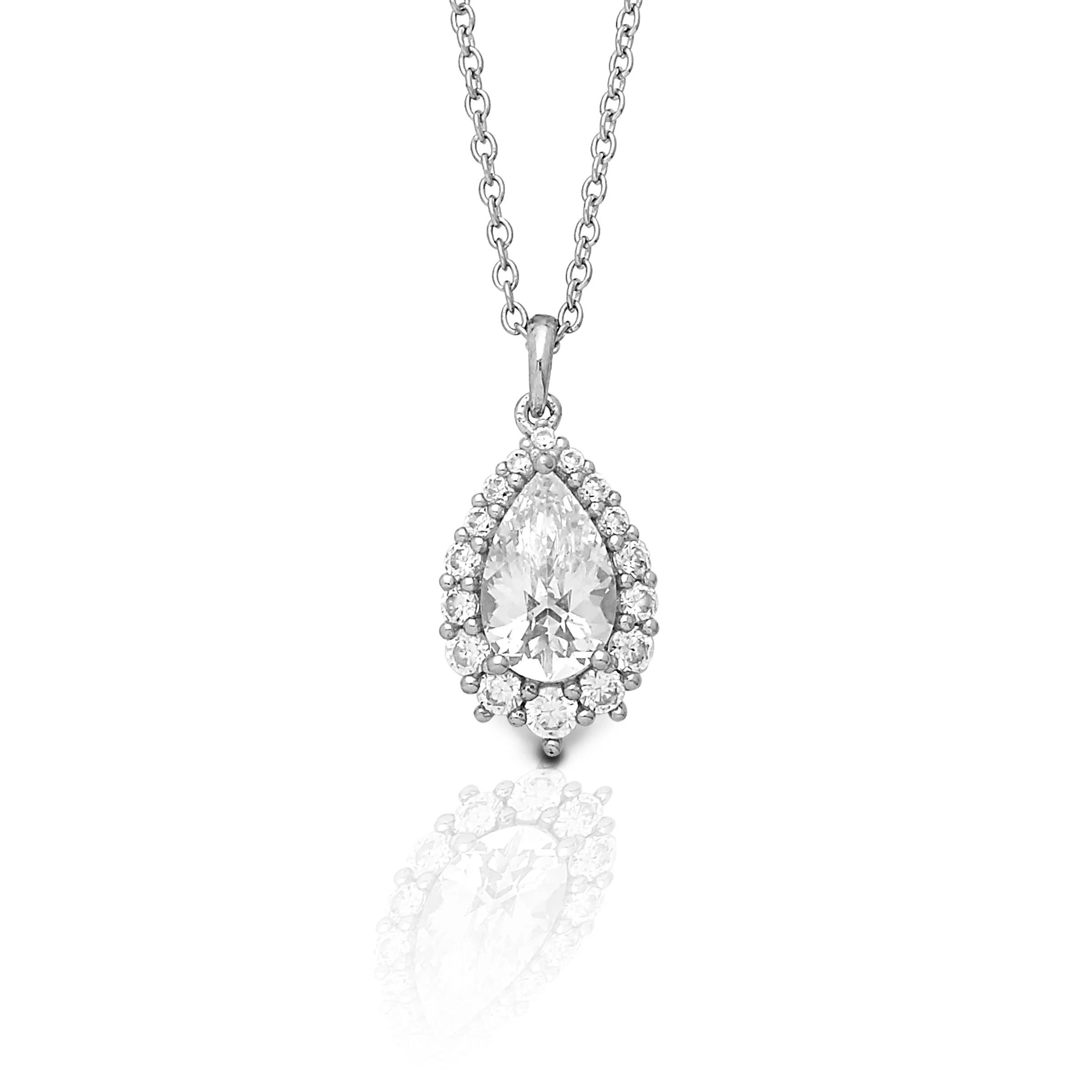 Kelly Herd Clear Pear Halo Pendant