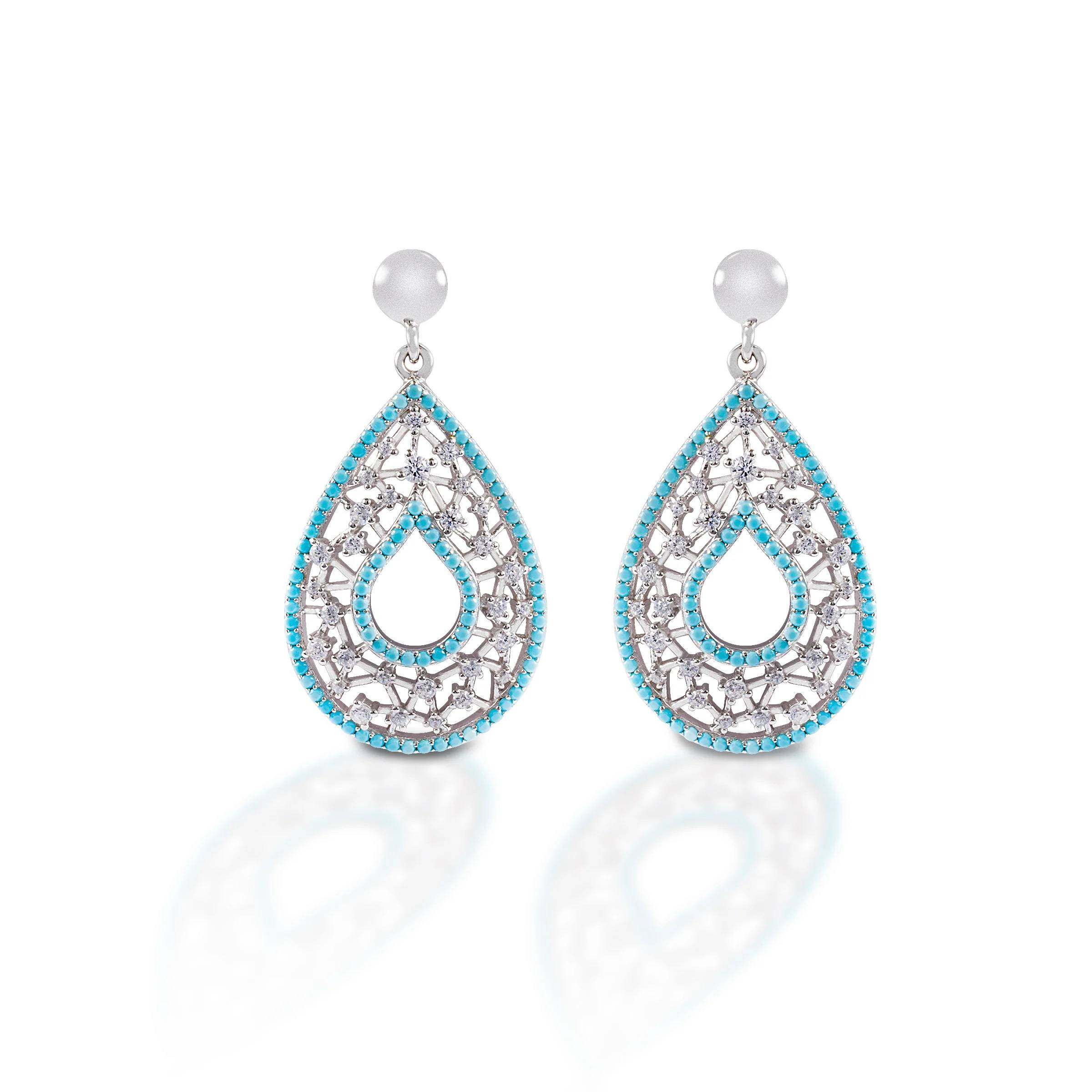 Kelly Herd Turquoise & Clear Teardrop Earrings