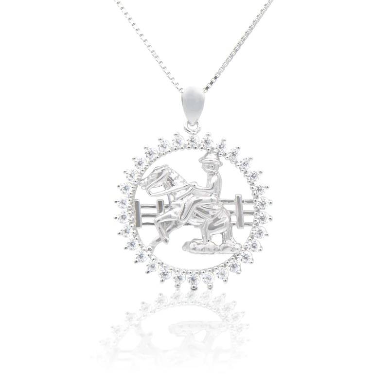 Kelly Herd Stone Circle Reining Horse Pendant Necklace