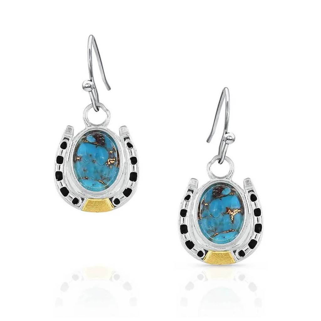 Montana Silversmiths Set In Stone Gold & Turquoise Earrings