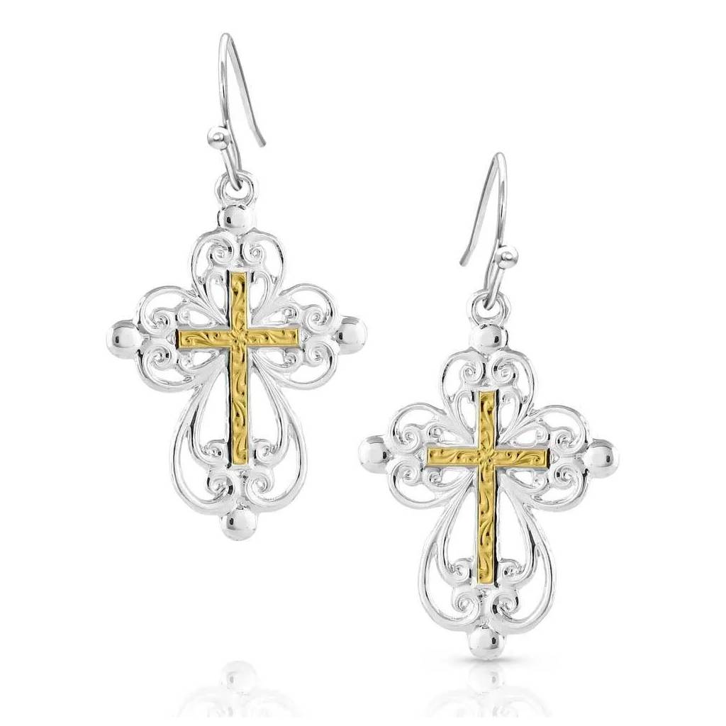 Montana Silversmiths Enlightened Faith Cross Earrings