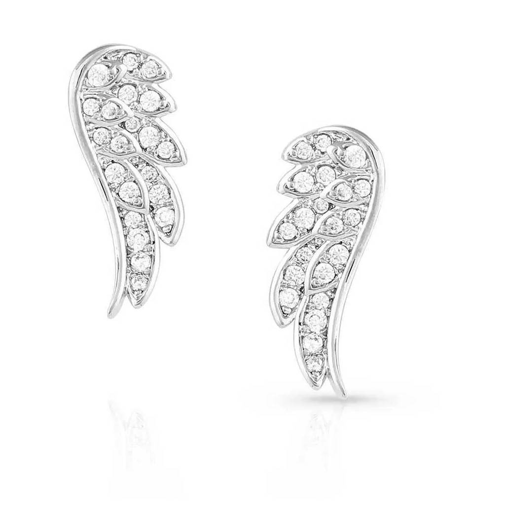 Montana Silversmiths Guardian Wings Crystal Post Earrings