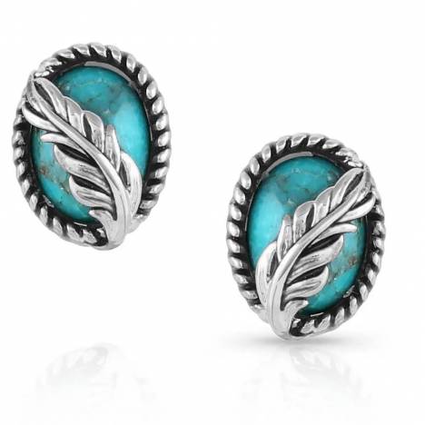 Montana Silversmiths Worlds Feather Turquoise Post Earrings