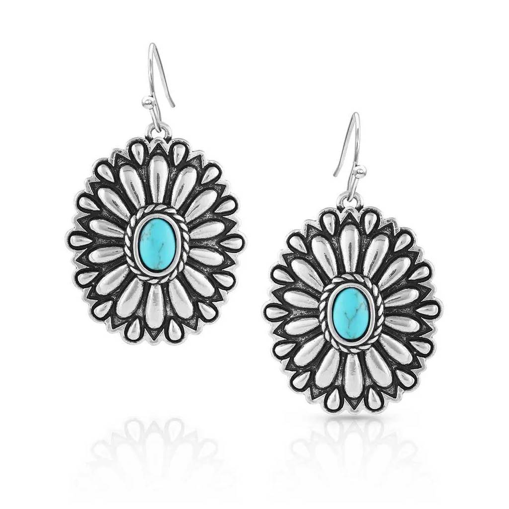 Montana Silversmiths Sunflower Concho Turquoise Earrings
