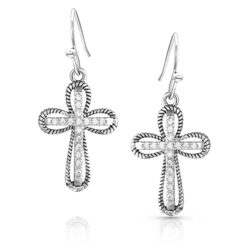 Montana Silversmiths Expressive Faith Crystal Cross Earrings
