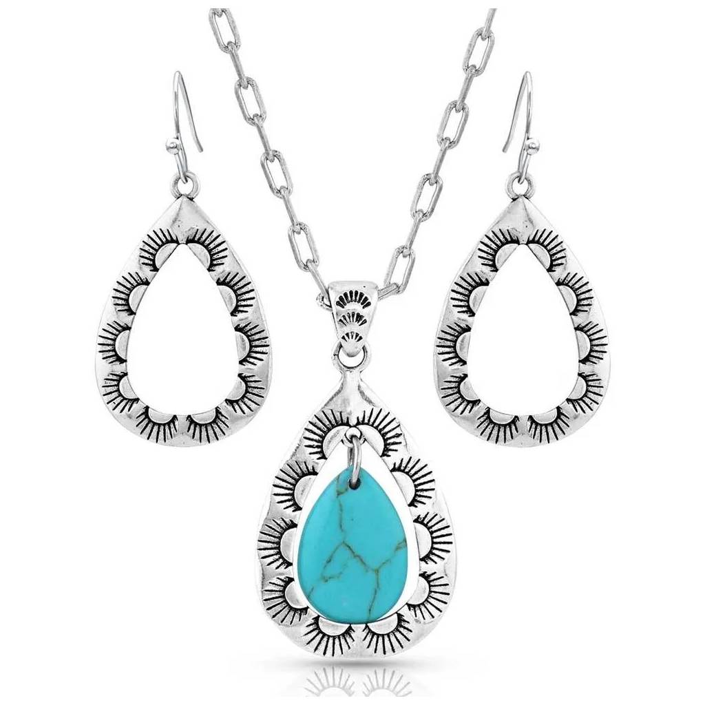 Montana Silversmiths Roadrunner Turquoise Scalloped Jewelry Set
